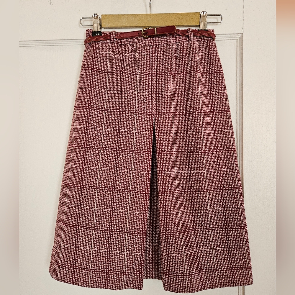 Vintage Adrianne Ross Poly Tweed Skirt with Belt  2